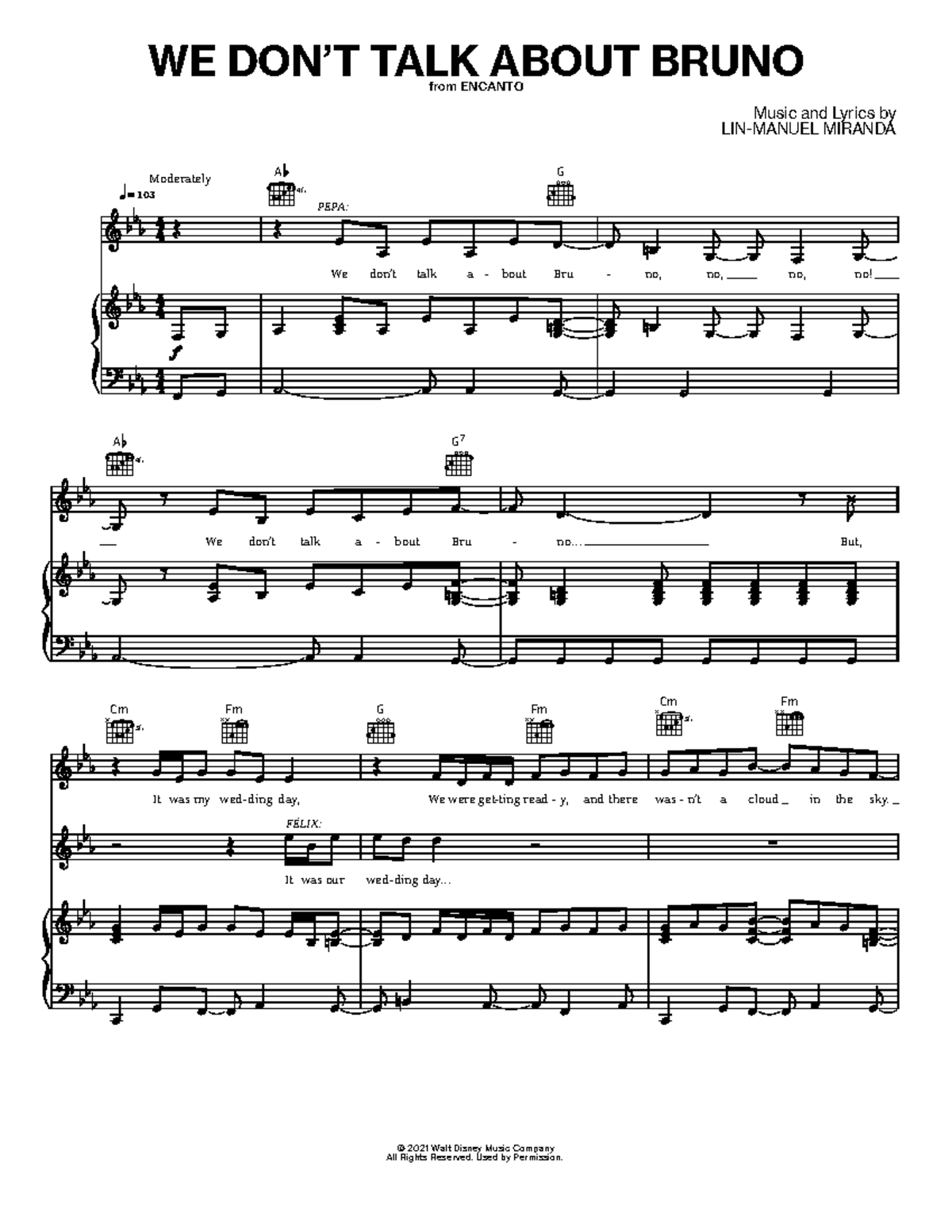 WE DON’T TALK About Bruno - WE DON9T TALK ABOUT BRUNOfrom ENCANTO LIN ...