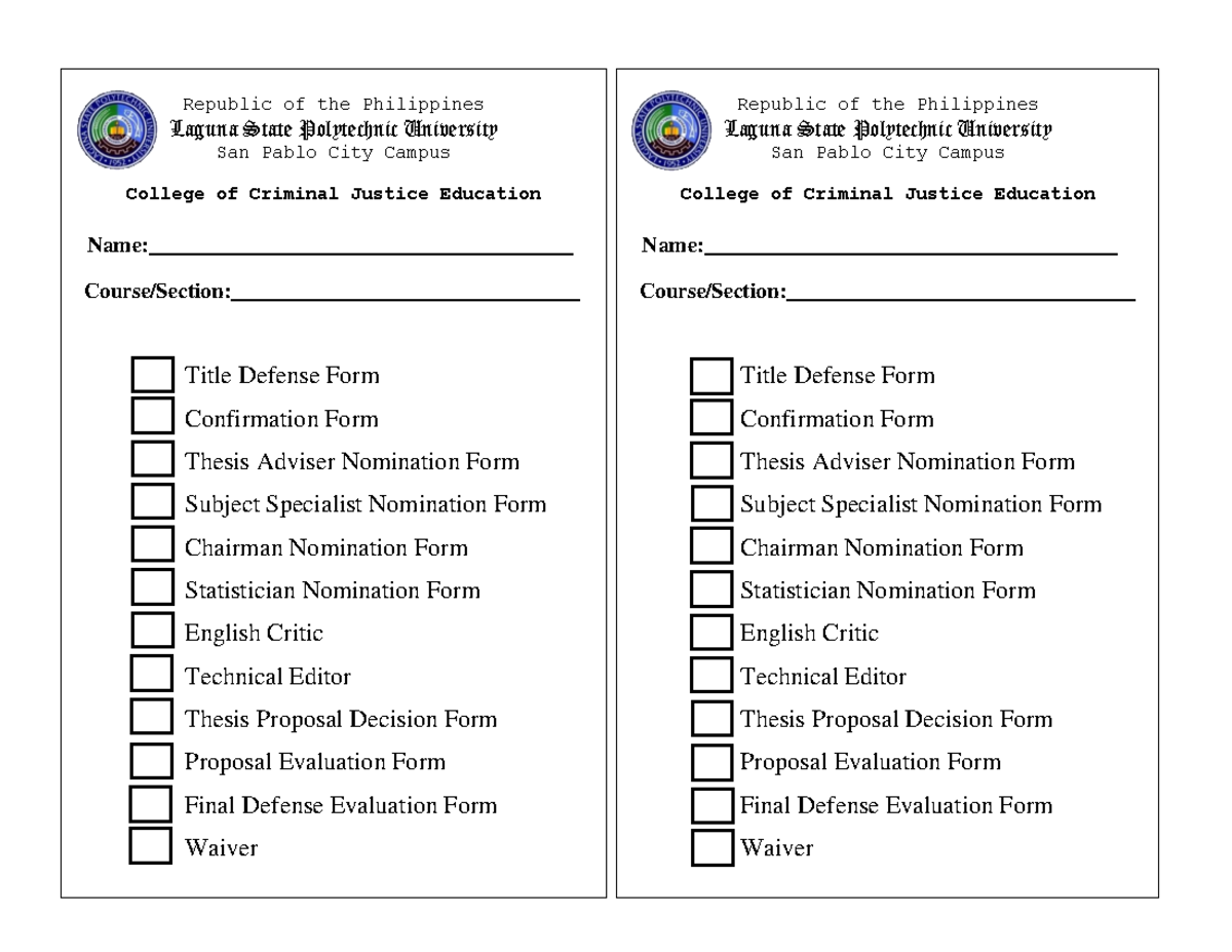 List of Thesis Forms - Republic of the Philippines Laguna State ...