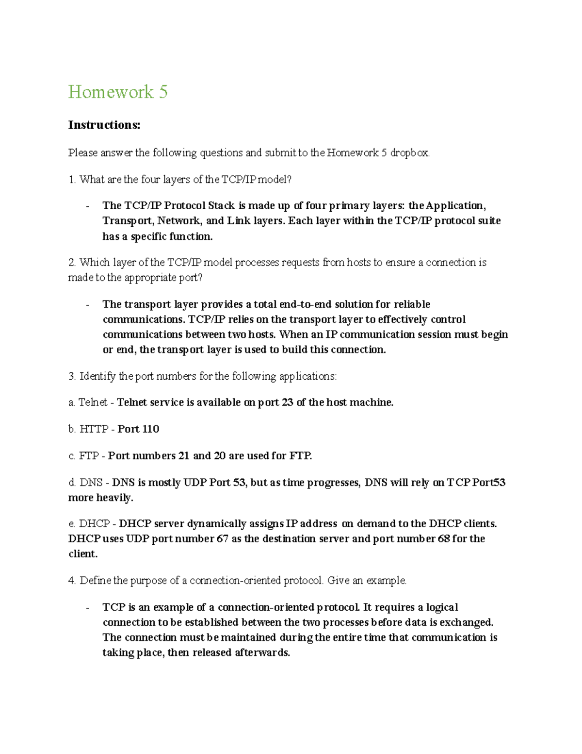 Principles of Networking HW#5 - Homework 5 Instructions: Please answer ...