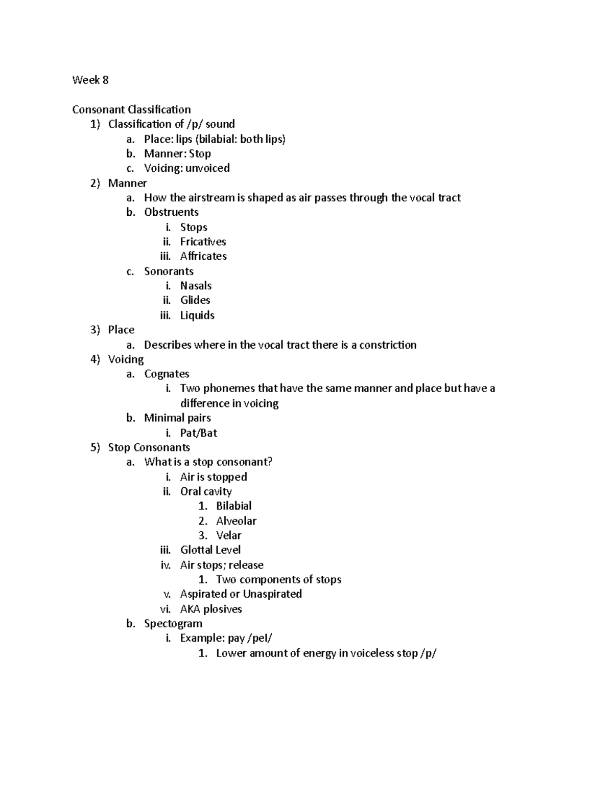 Week 8 - Lecture notes from Week 8 in this course. - Week 8 Consonant ...