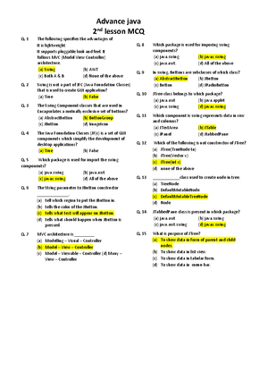Advance java 2 lesson MCQ