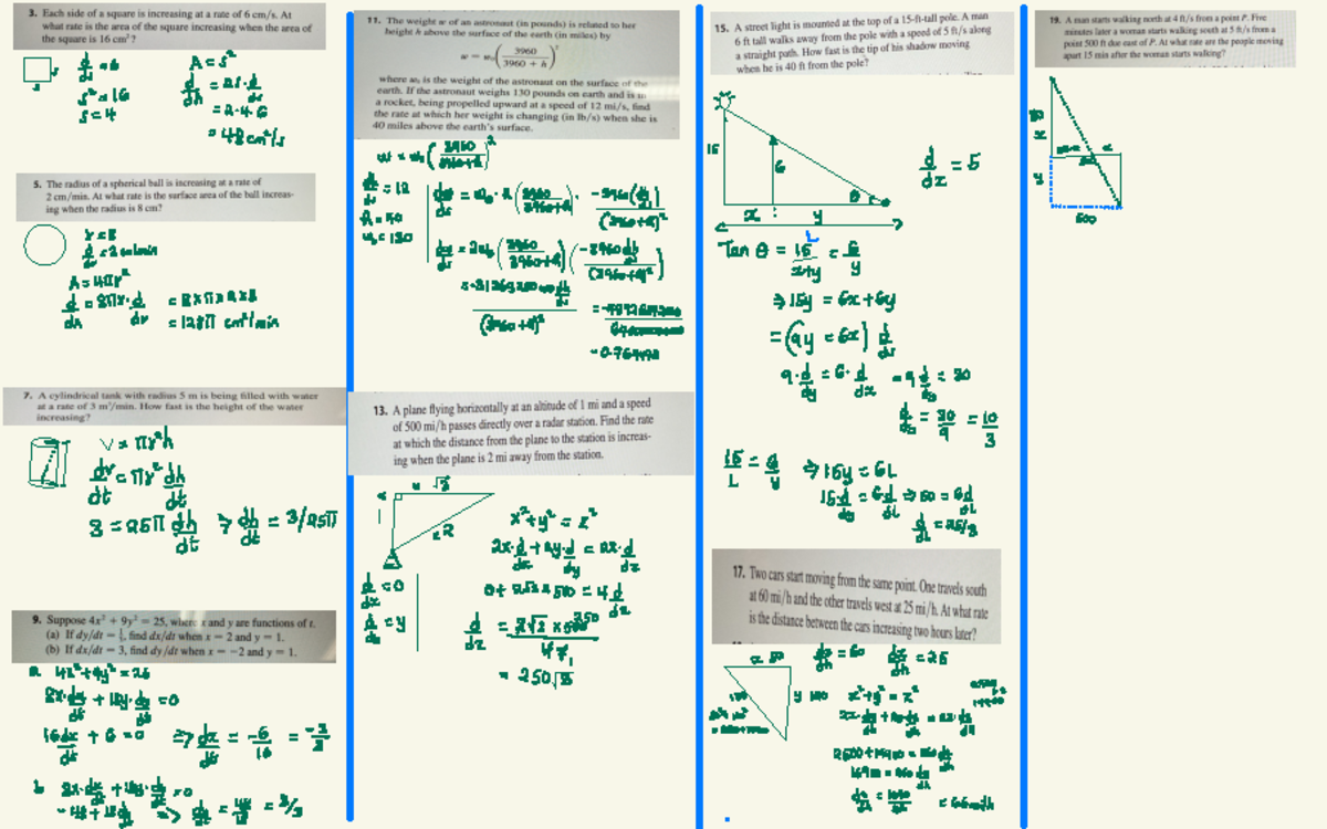 Math 140 Prep - Exercise 3.9: Related Rates Solved - t A = 52 S2 = 16 ...