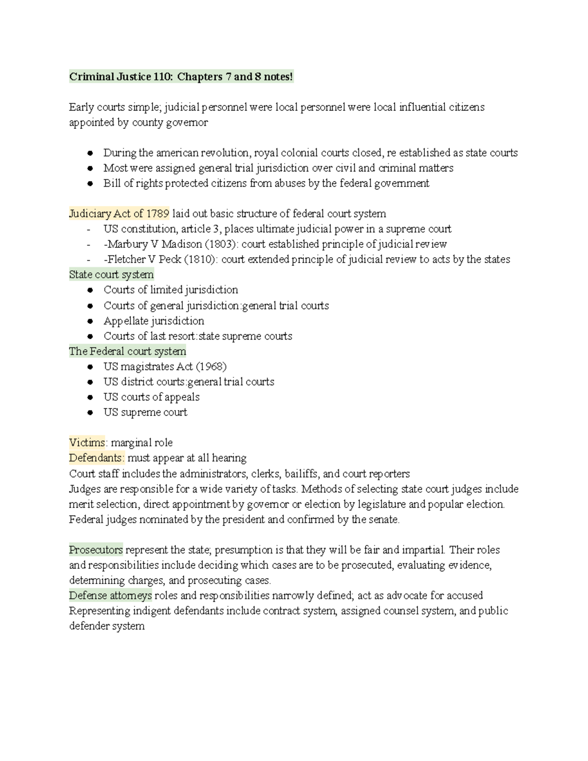 Cj 110 ch. 7 and 8 - chapter notes - Criminal Justice 110: Chapters 7 ...