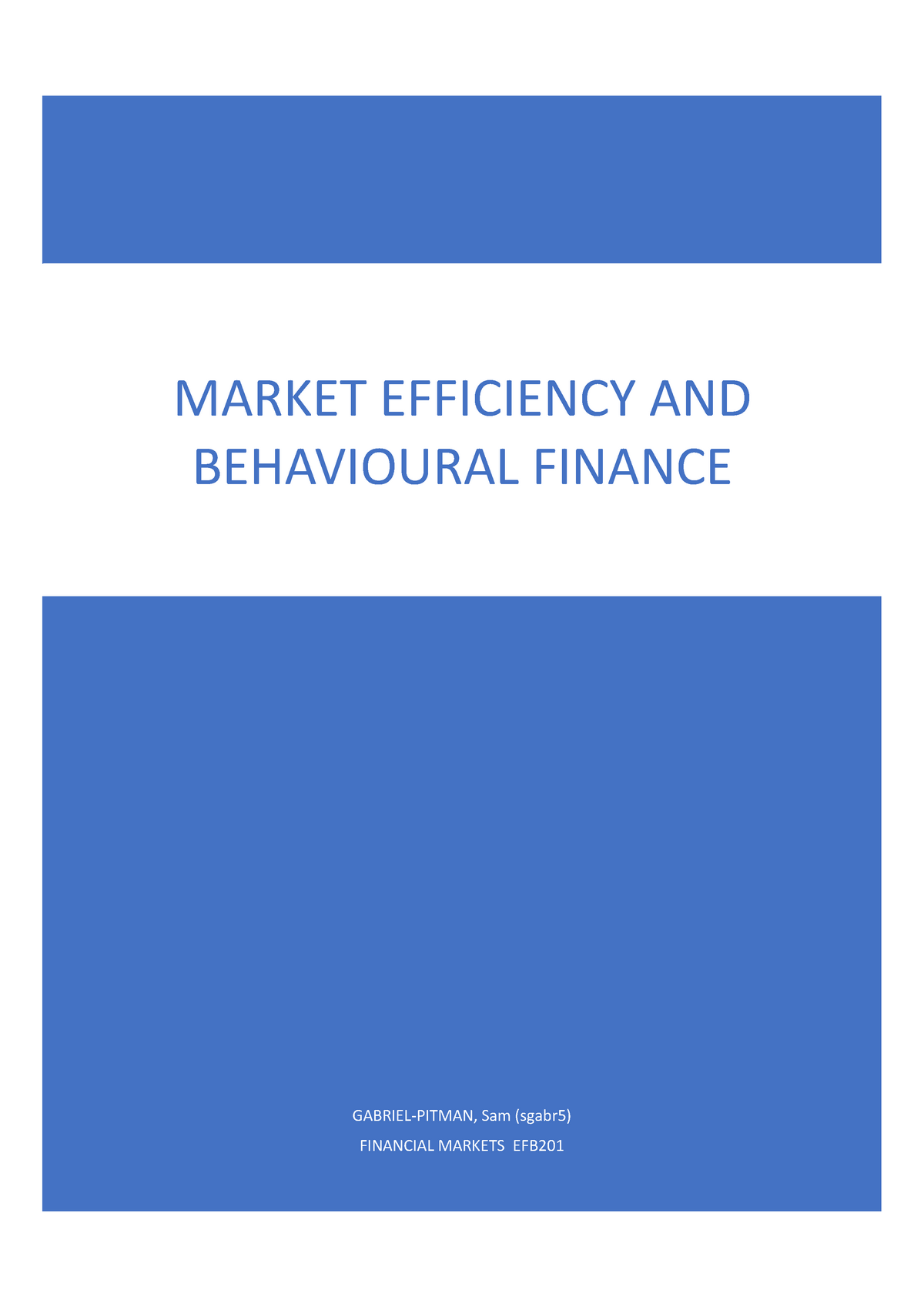 financial markets dissertations