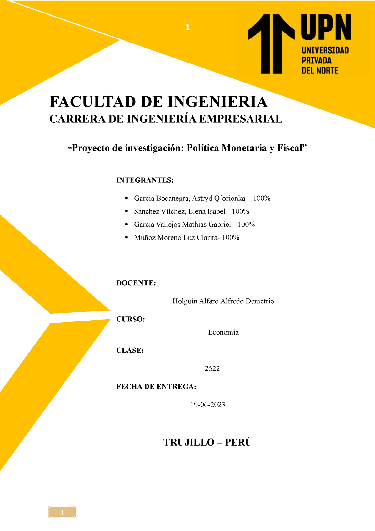 Informe De Investigacion Facultad De Ingenieria Carrera De IngenierÍa Empresarial “proyecto De 9861