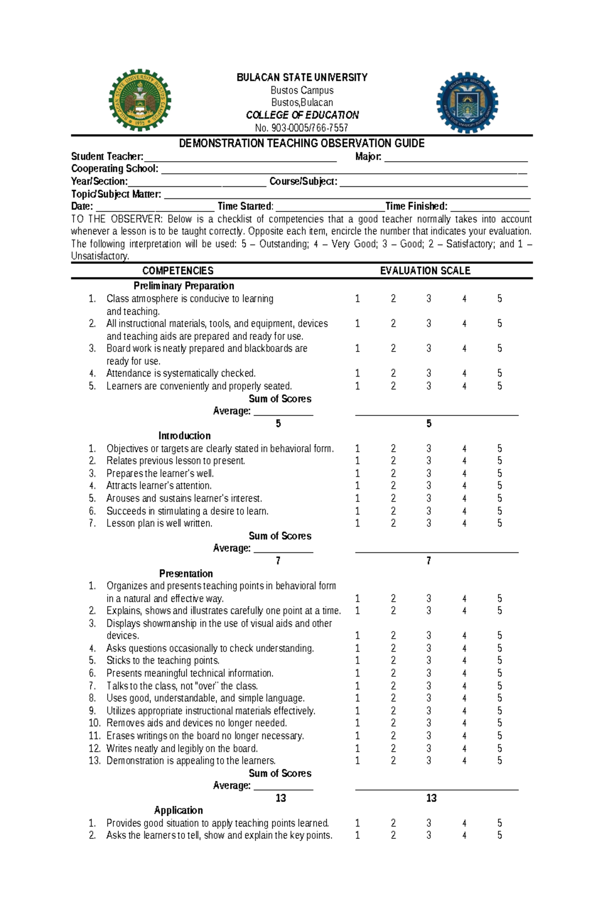 Observation-Guide - n/a - BULACAN STATE UNIVERSITY Bustos Campus Bustos ...