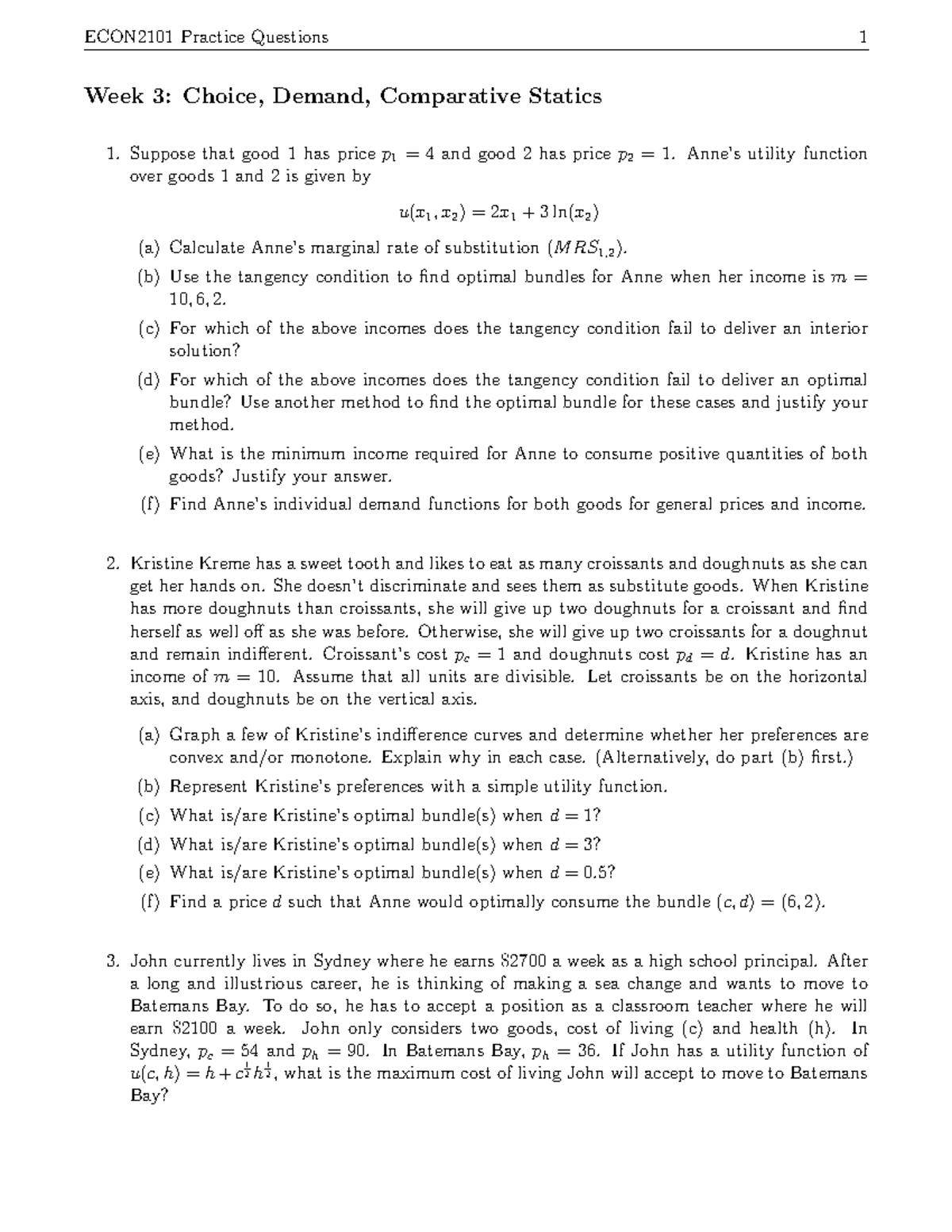 Qs W3 Practice material plus answers to them and lecture slides plus notes Decisionmaking