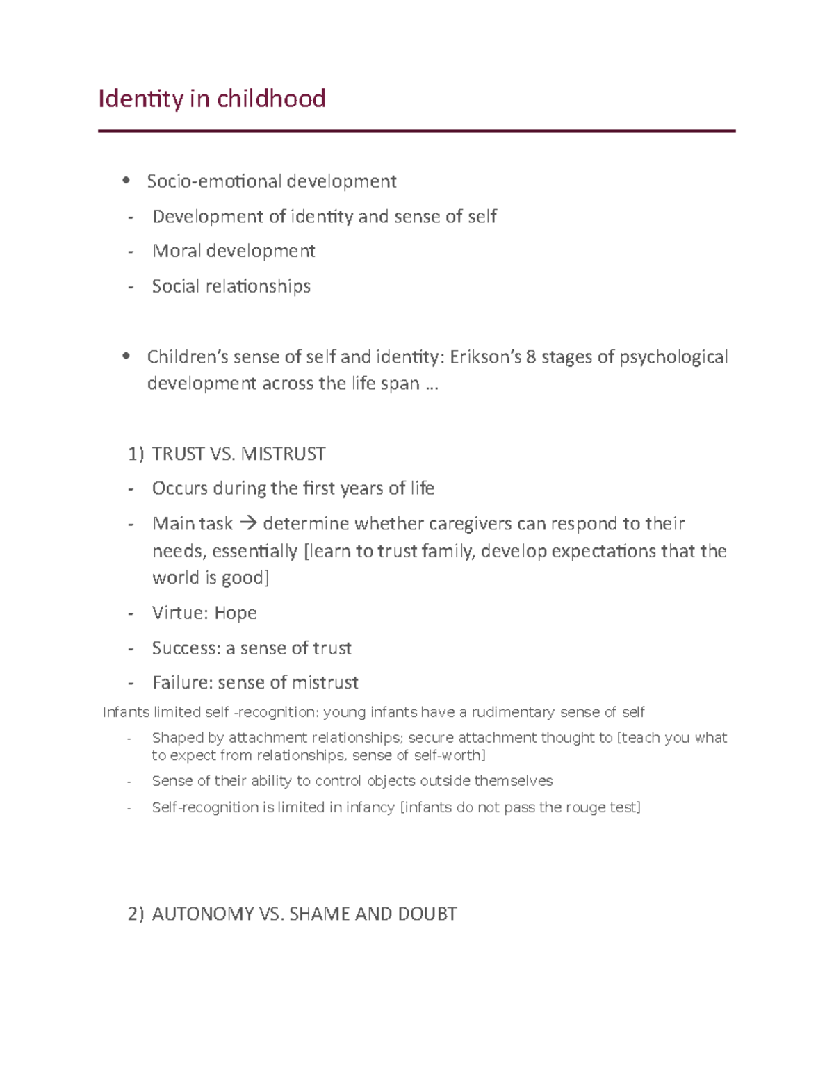 HUMAN DEVELOPMENT FINAL STUDY MATERIAL - Identity in childhood Socio ...