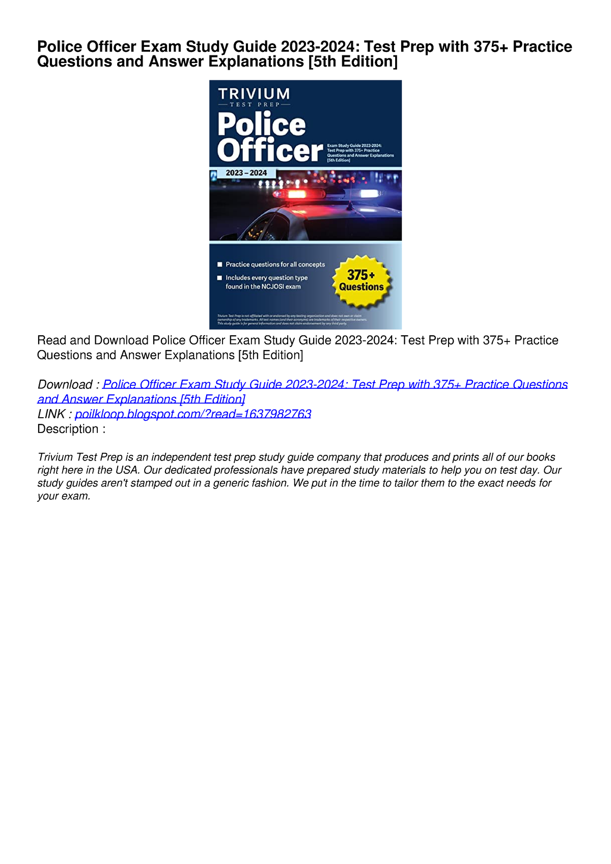 [PDF] DOWNLOAD FREEPolice Officer Exam Study Guide 2023-2024: Test Prep ...