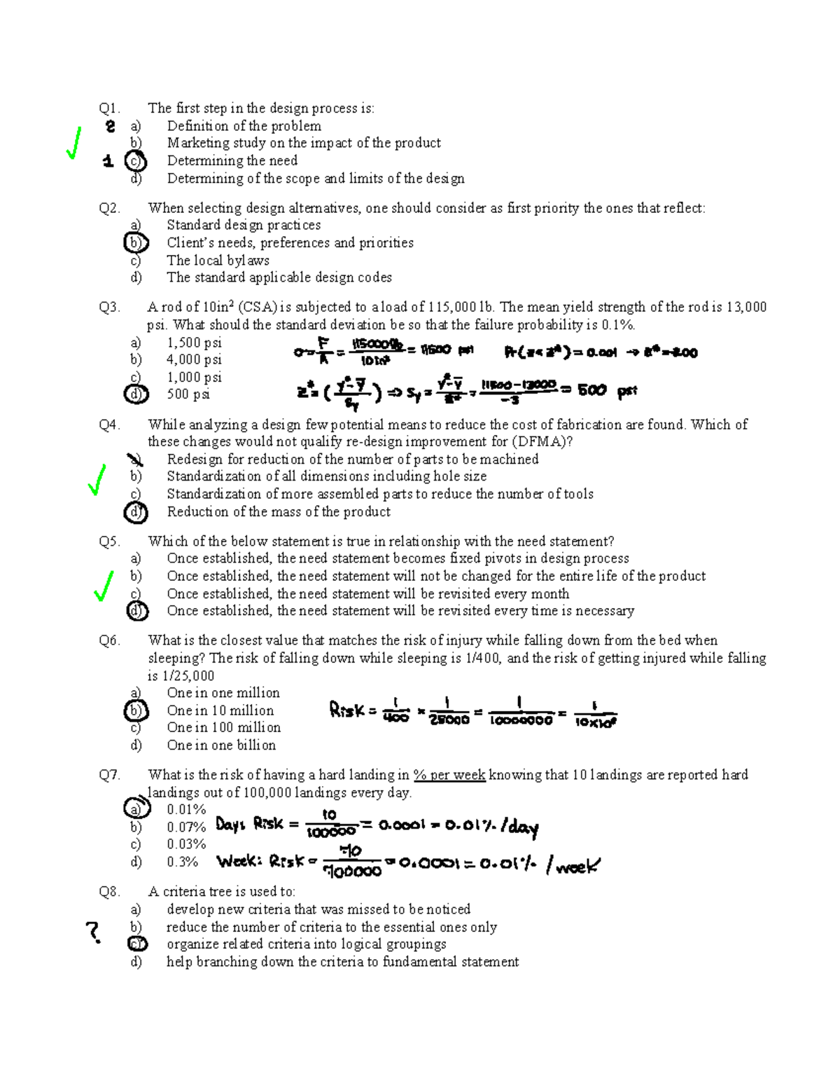 Midterm exam study - Stugy guide - Q1. The first step in the design ...