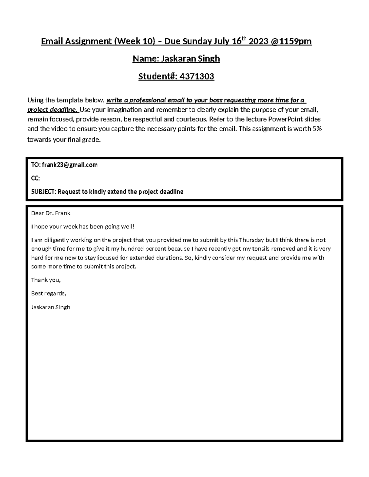 Singh Jaskaran 4371303 11j emailassignment - Email Assignment (Week 10 ...