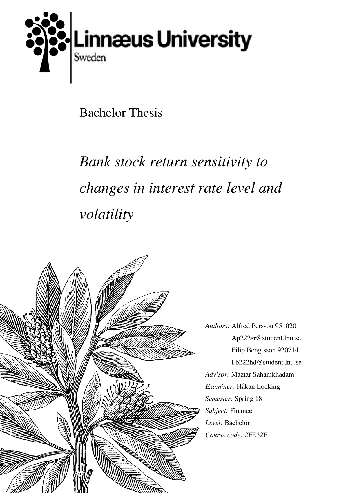 thesis topics for stock market