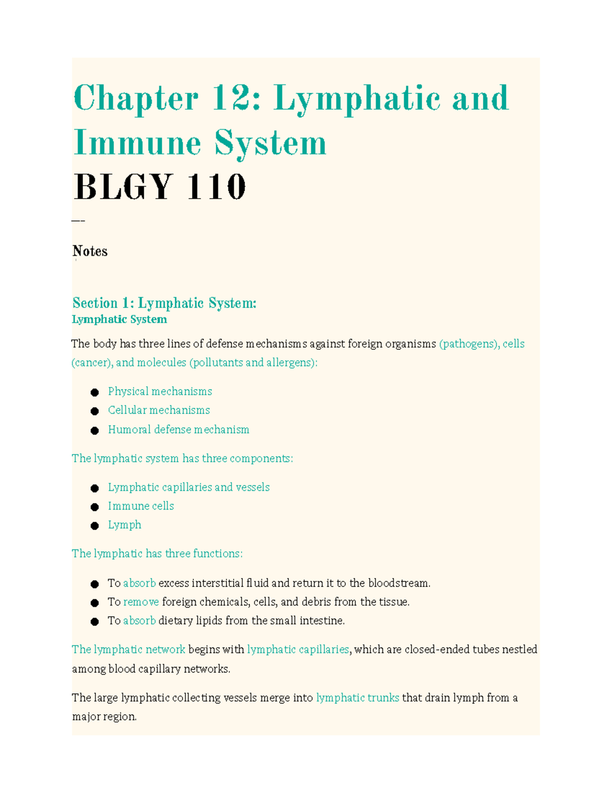 Medical Terminology Chapter 12 Chapter 12 Lymphatic and Immune