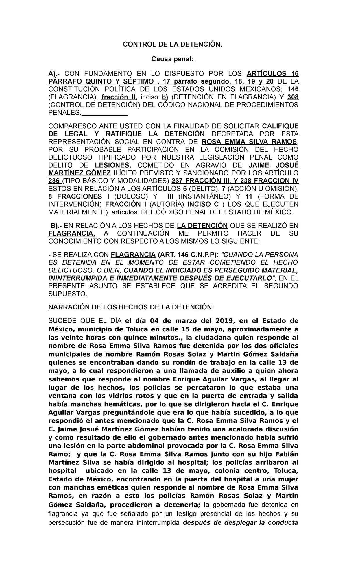 Control de detencion - CONTROL DE LA Causa penal: CON FUNDAMENTO EN LO ...