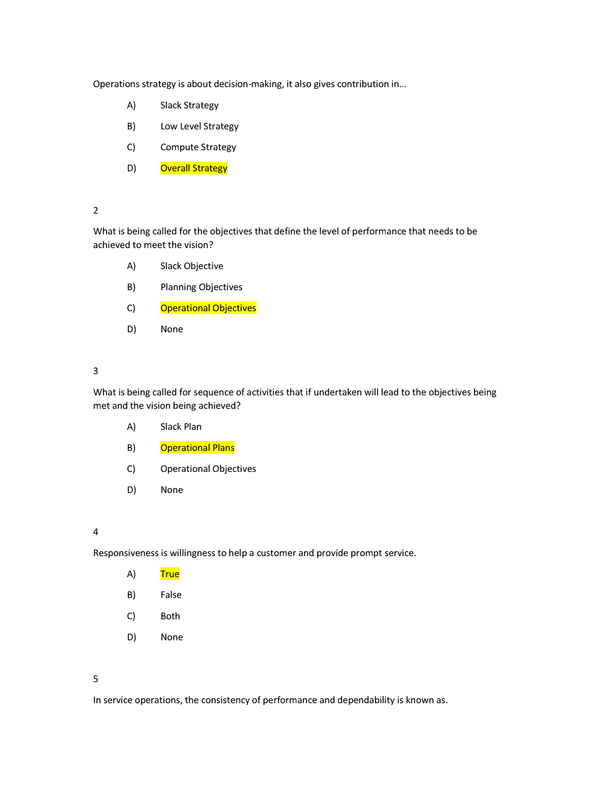 Opme004 Operations Stratgy Notes - Operations Strategy Is About 