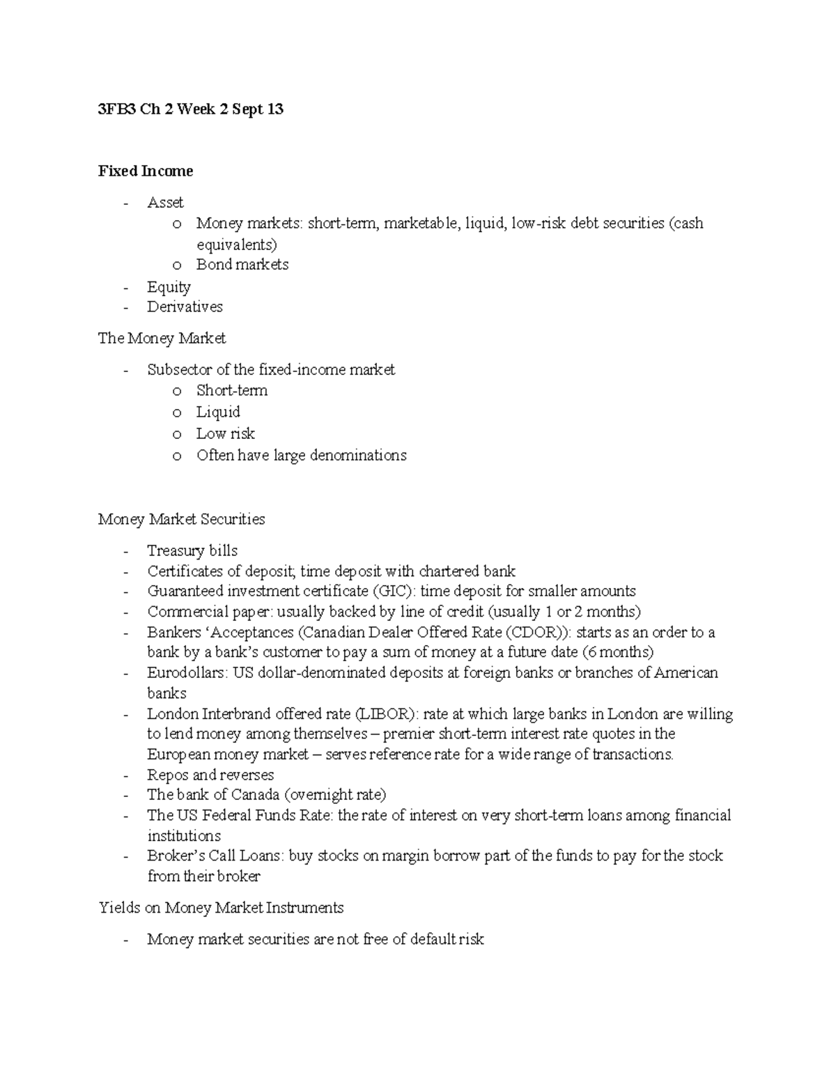 Week 2 Chapter 2 - fall 2021 - 3FB3 Ch 2 Week 2 Sept 13 Fixed Income ...