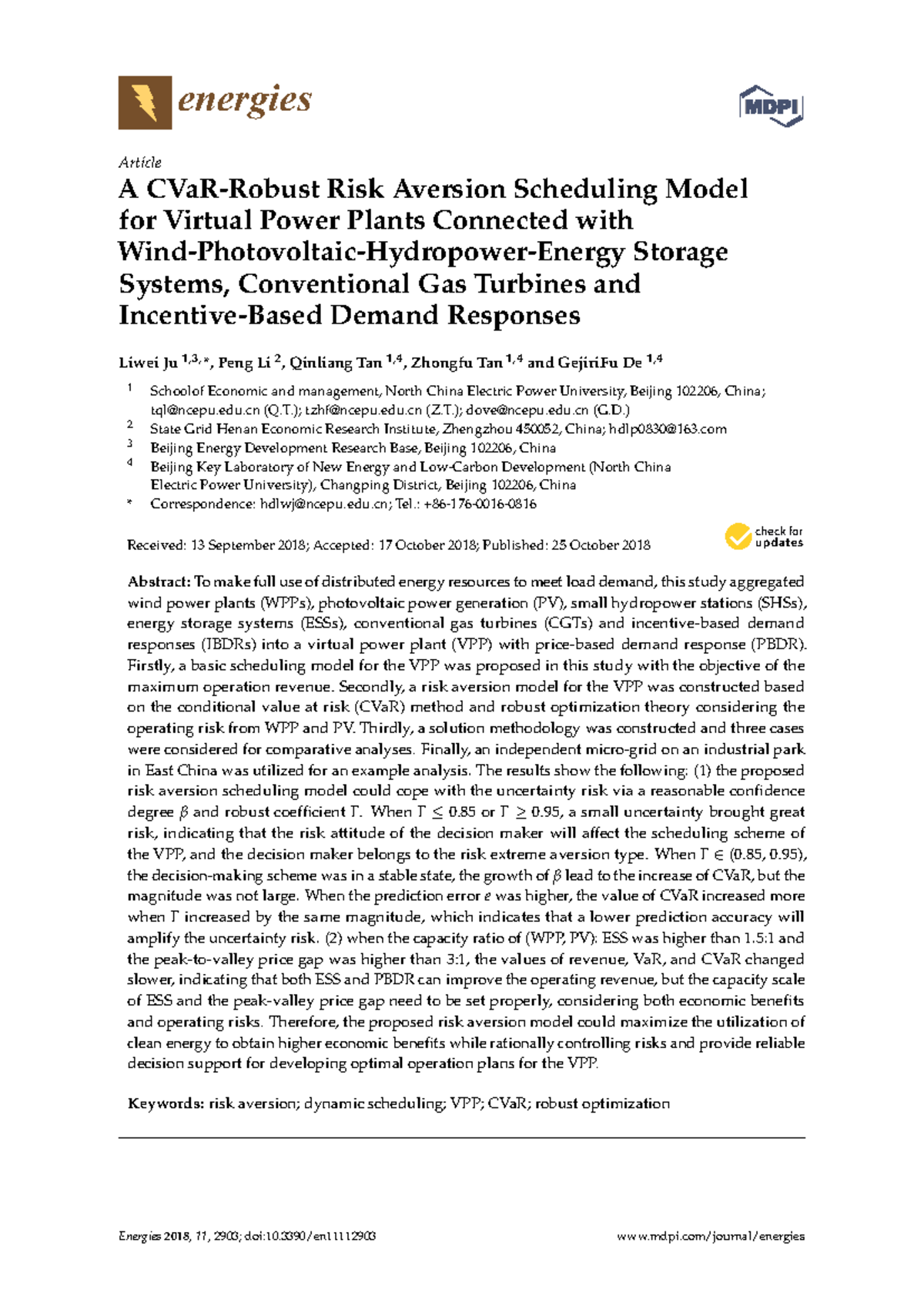 Energies-11-02903 - Research Article - energies Article A CVaR-Robust ...
