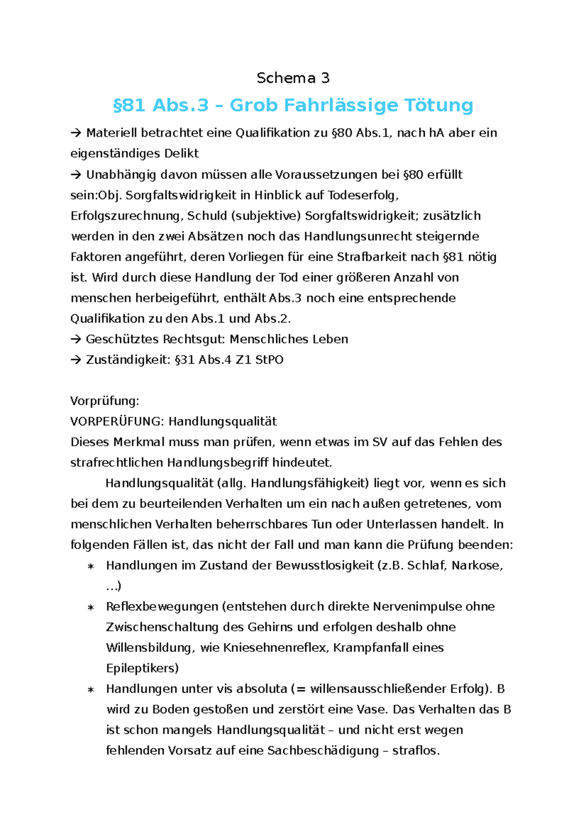 Fahrlässige Tötung Durch Unterlassen Schema §81 Abs.3 - Farhlässige Tötung - Schema 3 §81 Abs – Grob Fahrlässige