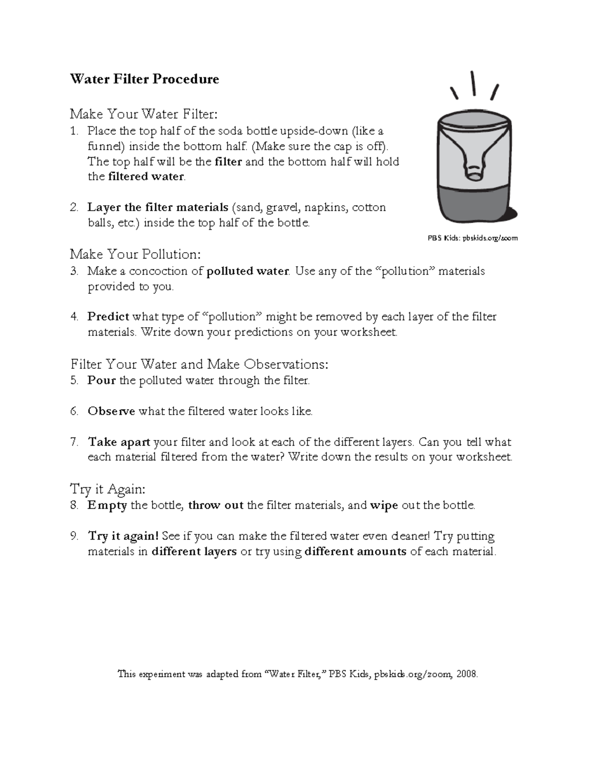 Water Purification Lab Water Filter Procedure Make Your Water Filter