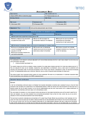 Assignment Brief Unit 04 Database Design and Development Sep 2022 ...