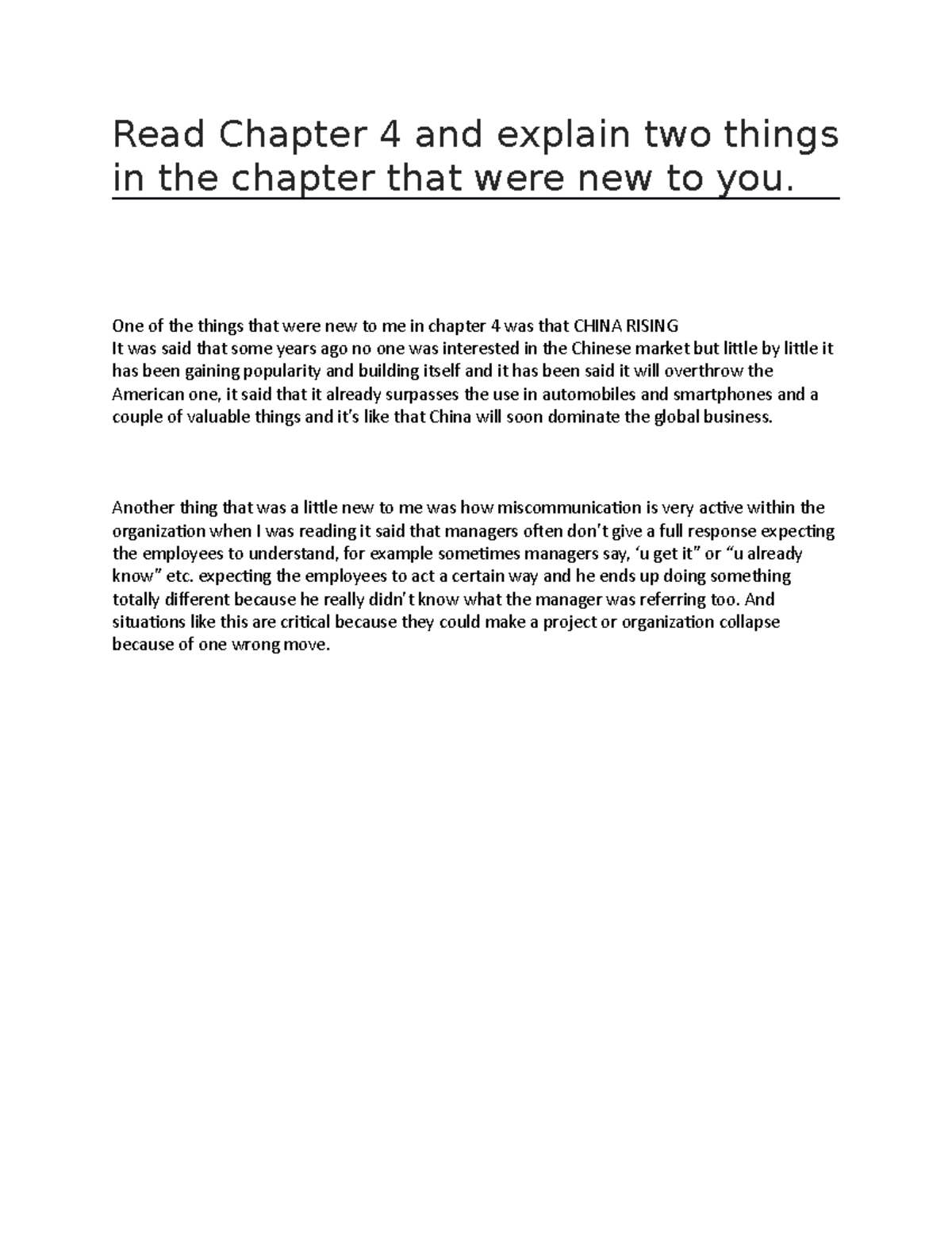 Chapter 4 Reading this was one of my assignments highly graded Read