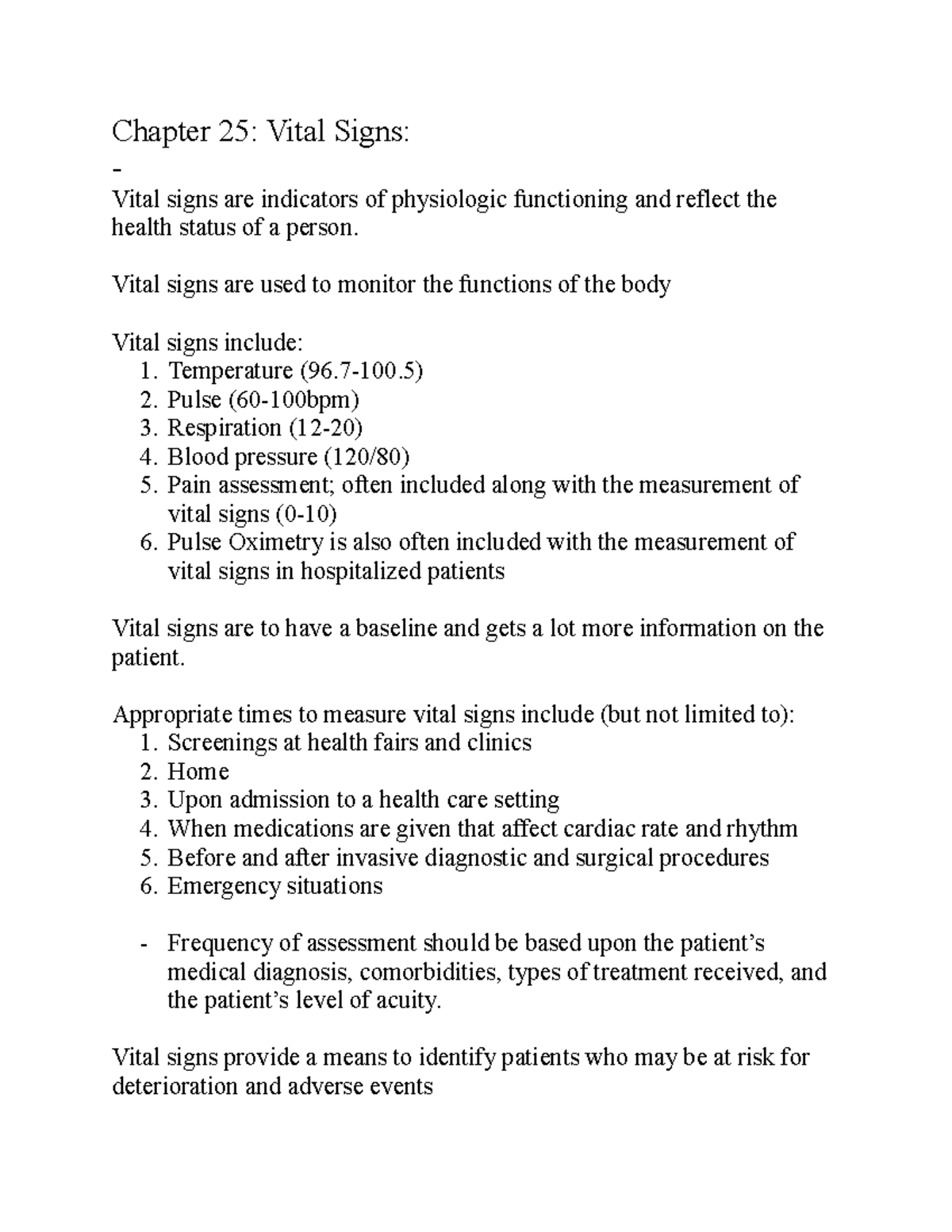 Taylor Fundamentals Ch. 25 Vital Signs Chapter 25 Vital Signs