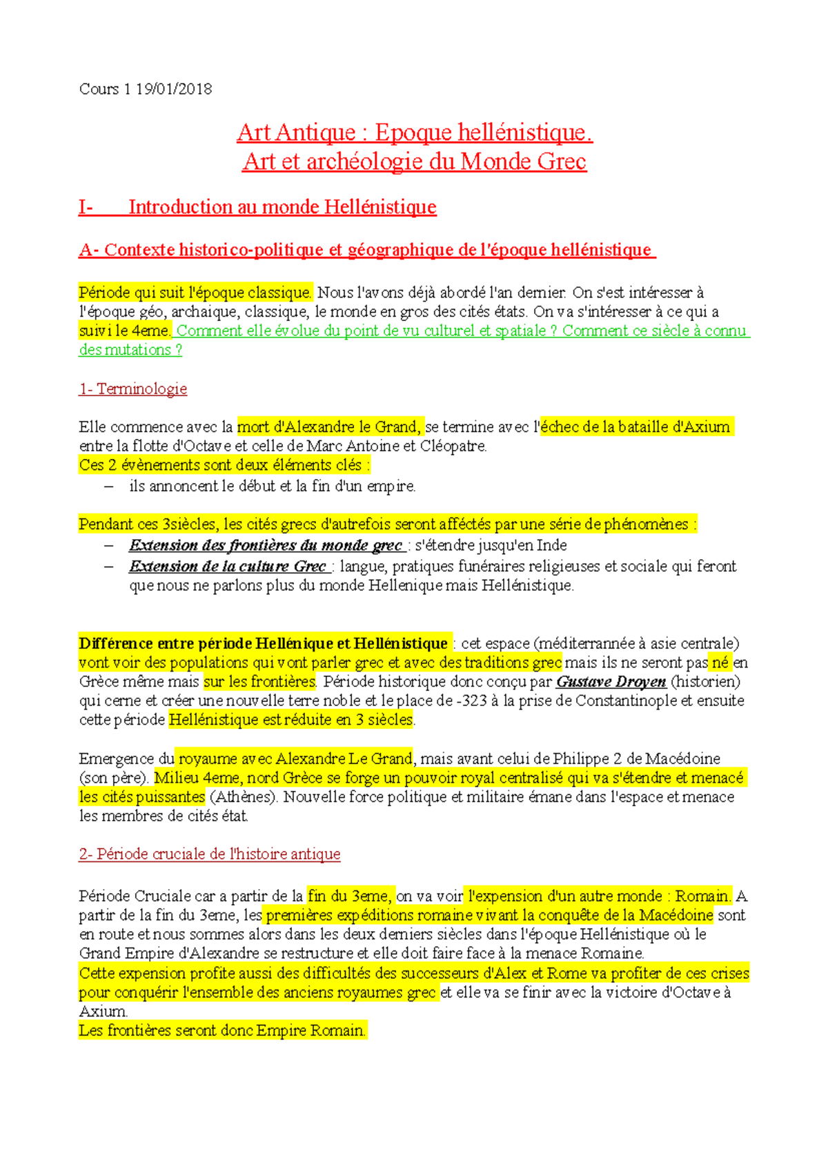 Art Antique Cours 1 Et 2 Studocu