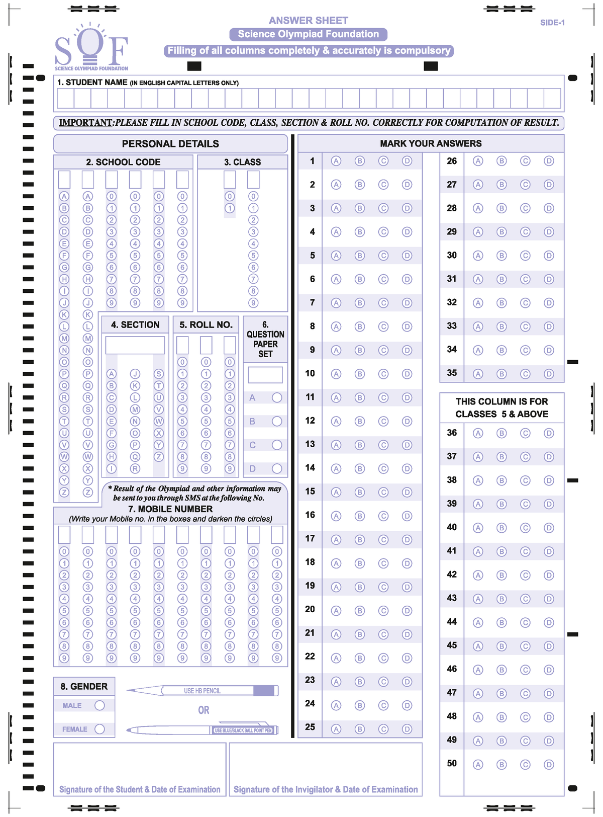 Sof omr sheet 2022-23 - Maths (Class 12) - Studocu