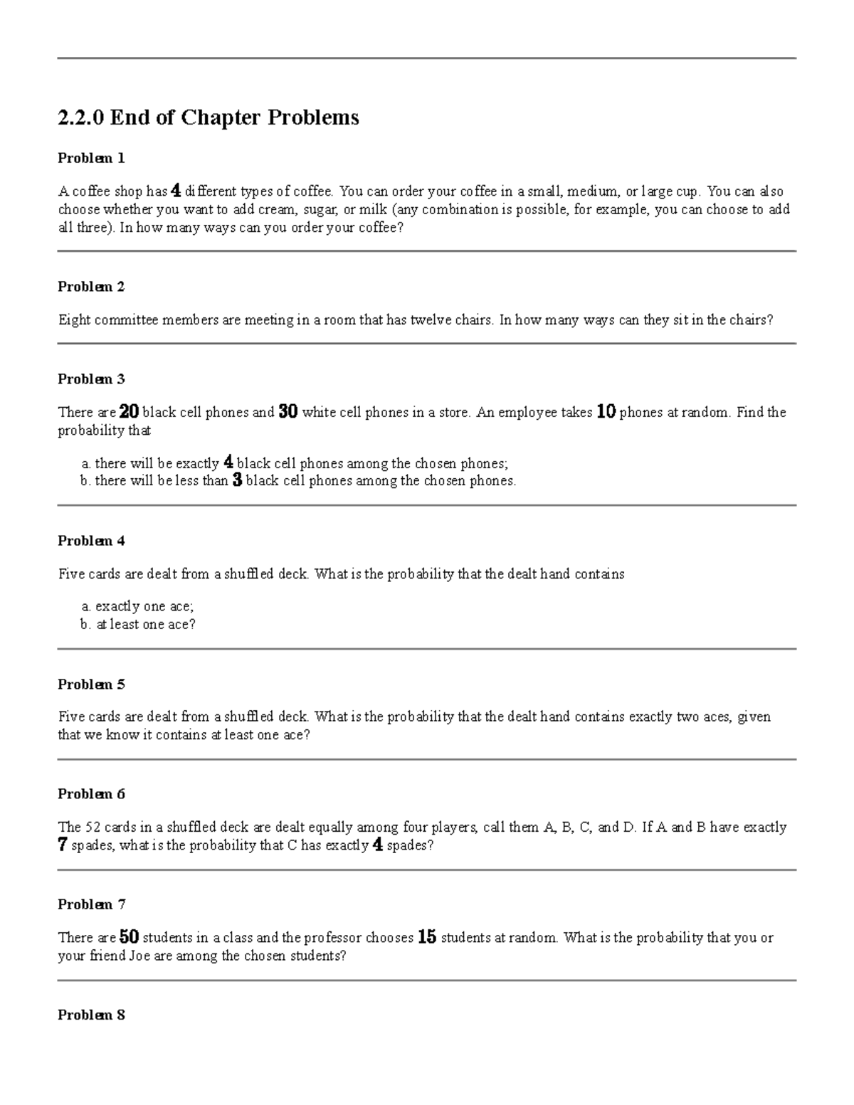 Counting and Recursions Problems - 2.2 End of Chapter Problems Problem ...