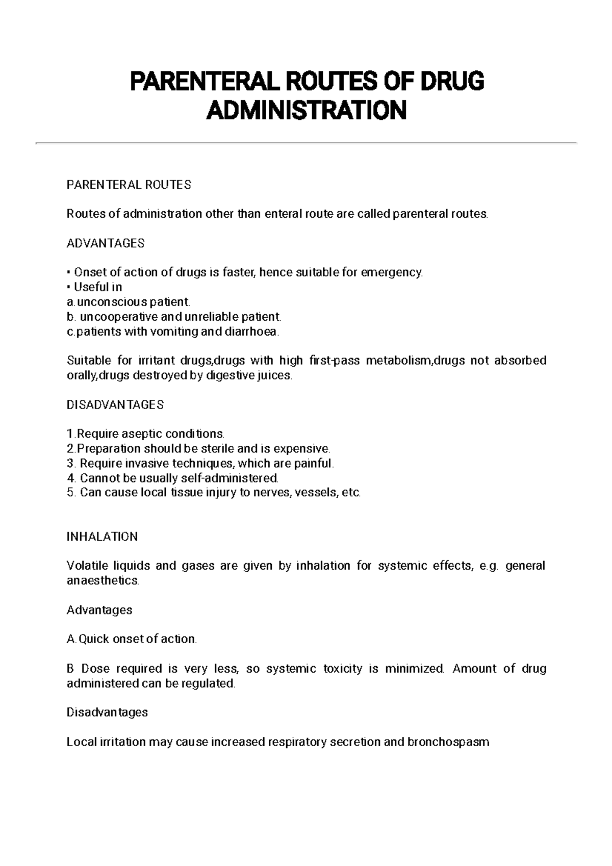 Parenteral Routes OF Drugs- General Pharmacology - PARENTERAL ROUTES OF ...