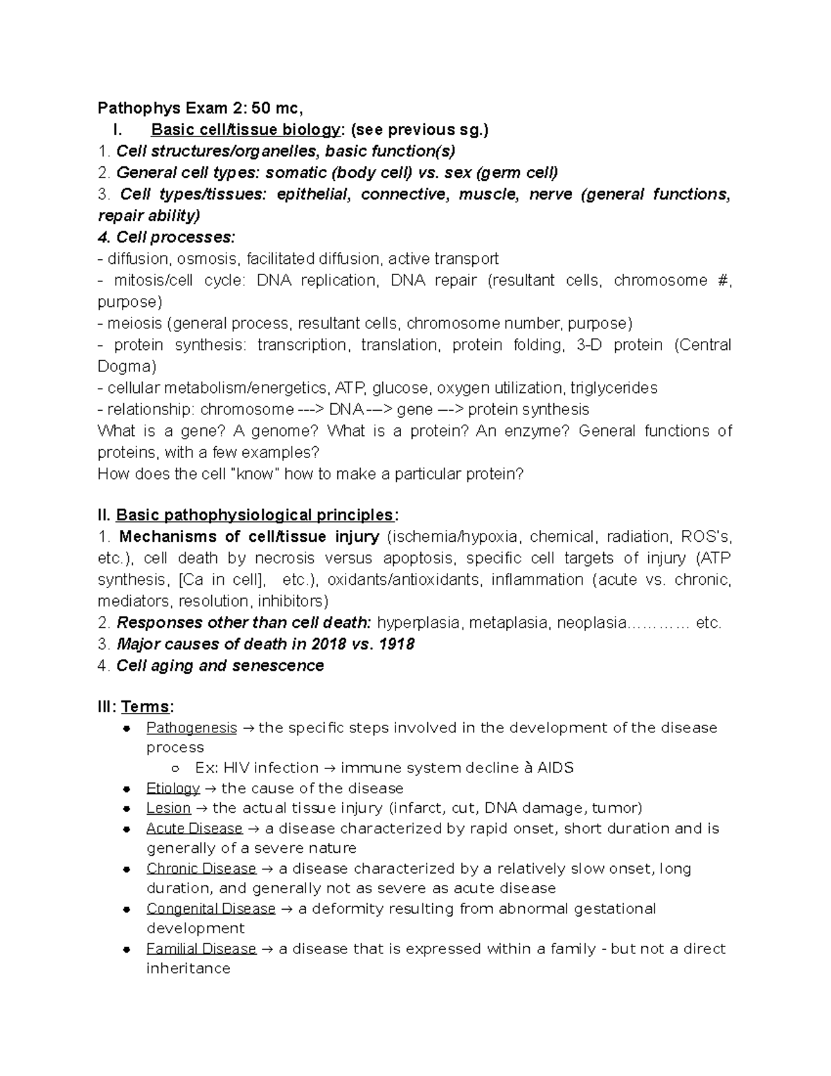 Pathophys Test 2 - Exam 2 Study Guide - Pathophys Exam 2: 50 Mc, I ...