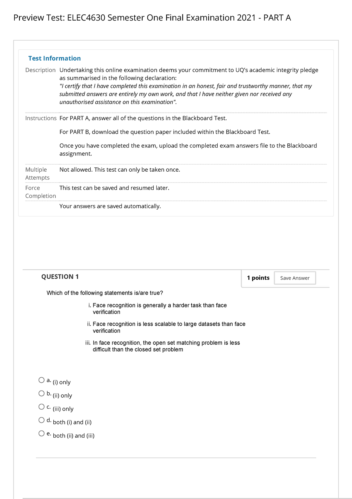 Semester One Final Examinations 2021 ELEC4630 - Preview Test: ELEC4630 ...