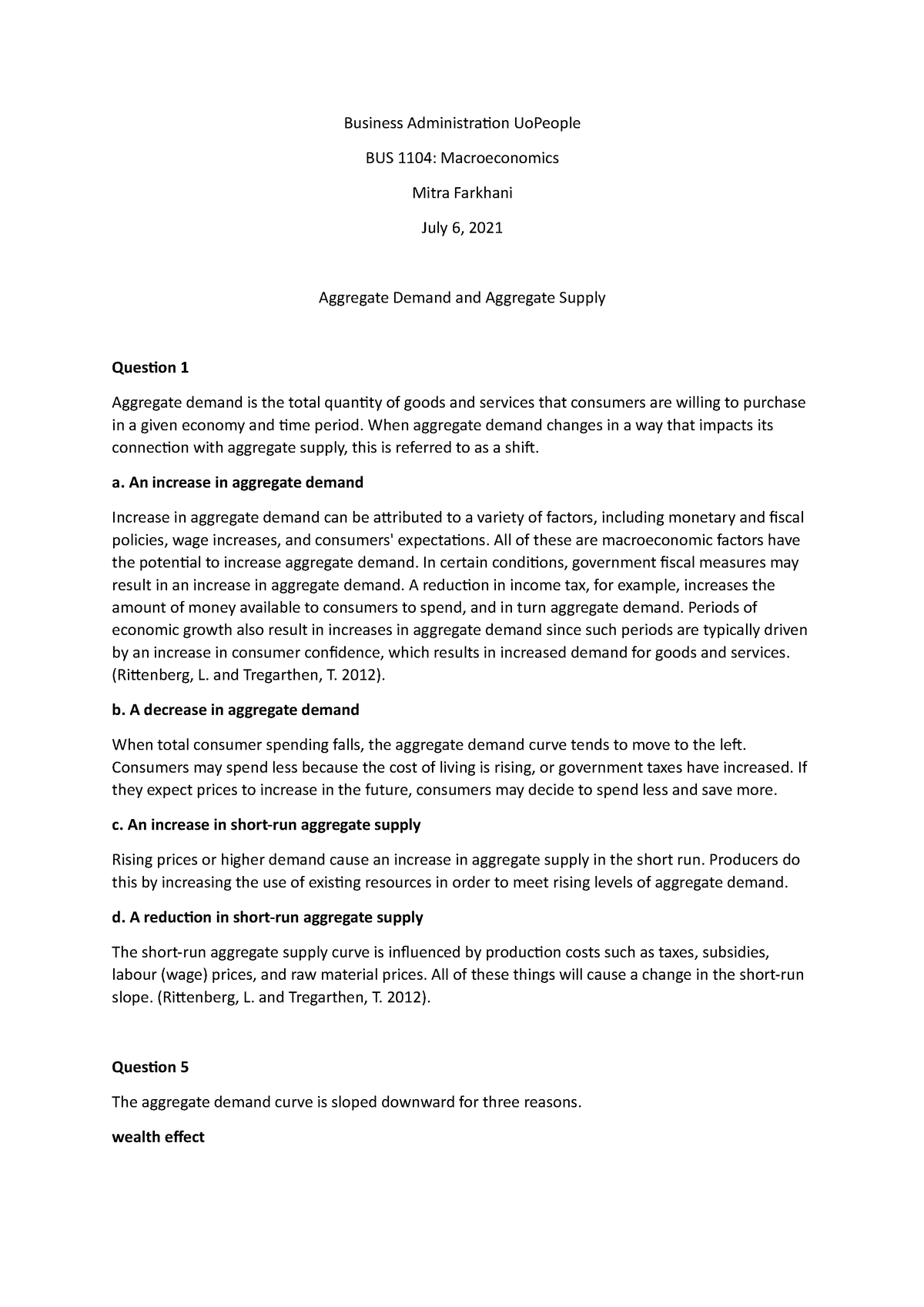 BUS 1104 Macroeconomics Learning Journal 4 - Business Administration ...