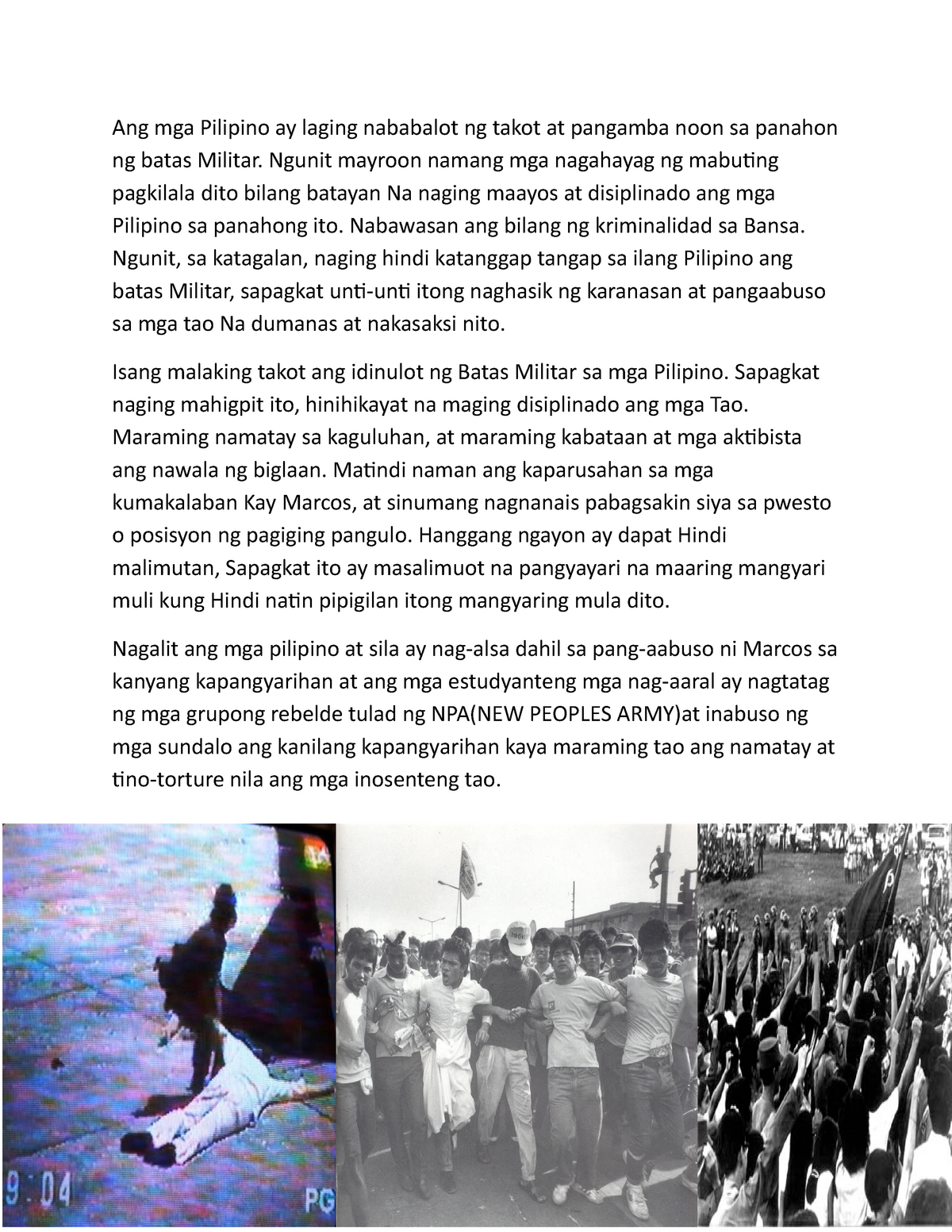 Karanasan Sa Panahon Ng Martial Law 1743