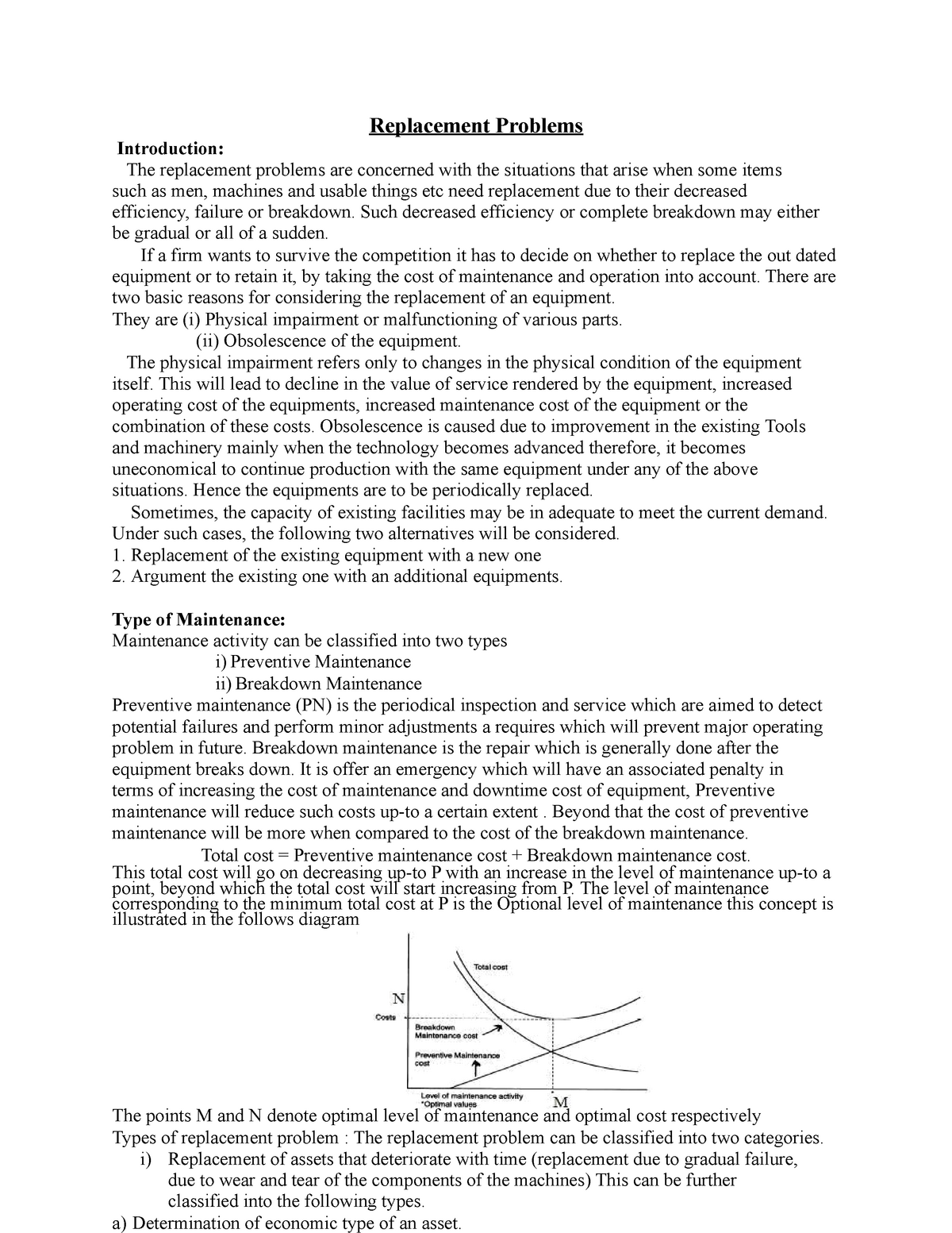 what is replacement problem in operational research