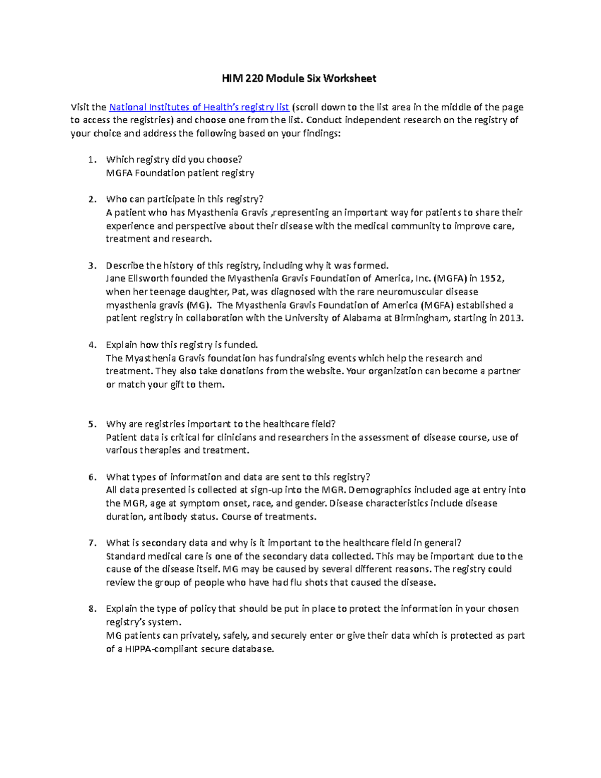 HIM 220 Module Six Worksheet final - HIM 220 Module Six Worksheet Visit ...
