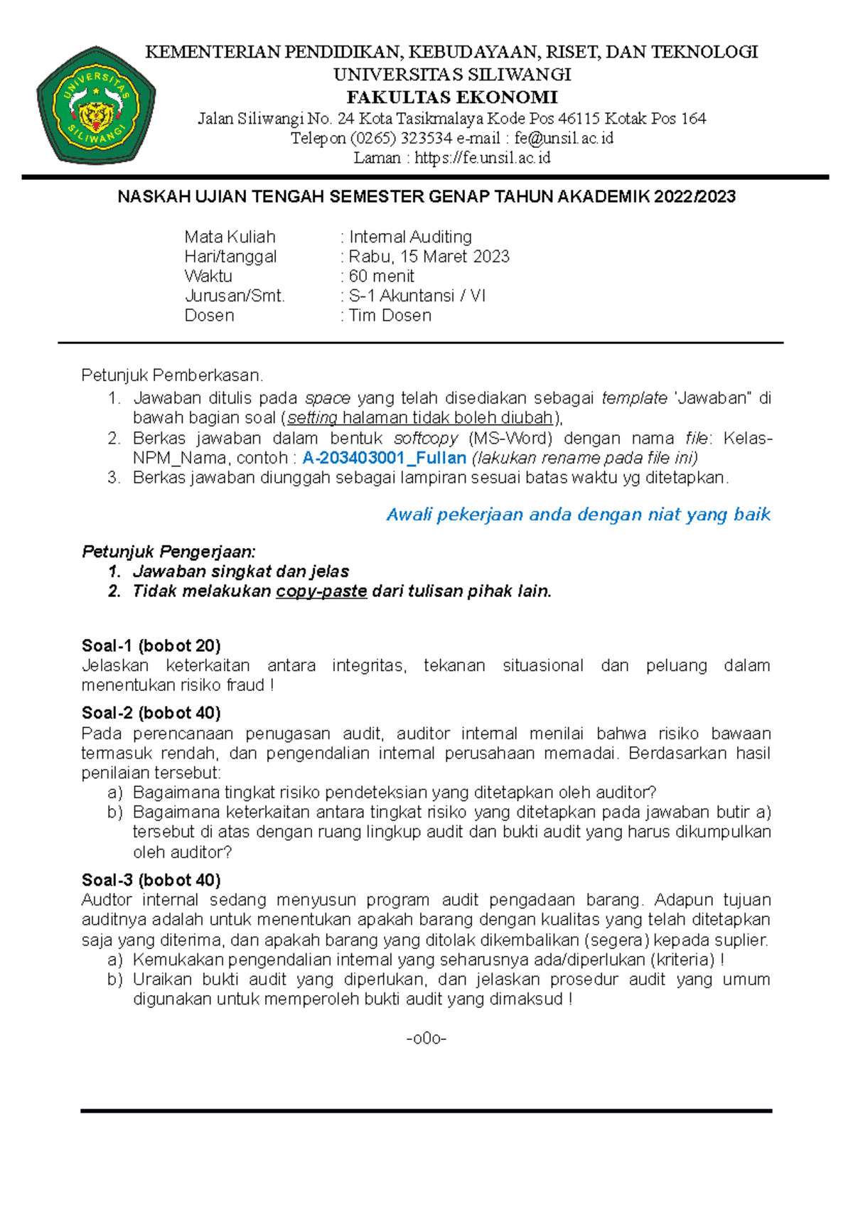 UTS 2022-2 IA (15 Maret 2023) - KEMENTERIAN PENDIDIKAN, KEBUDAYAAN