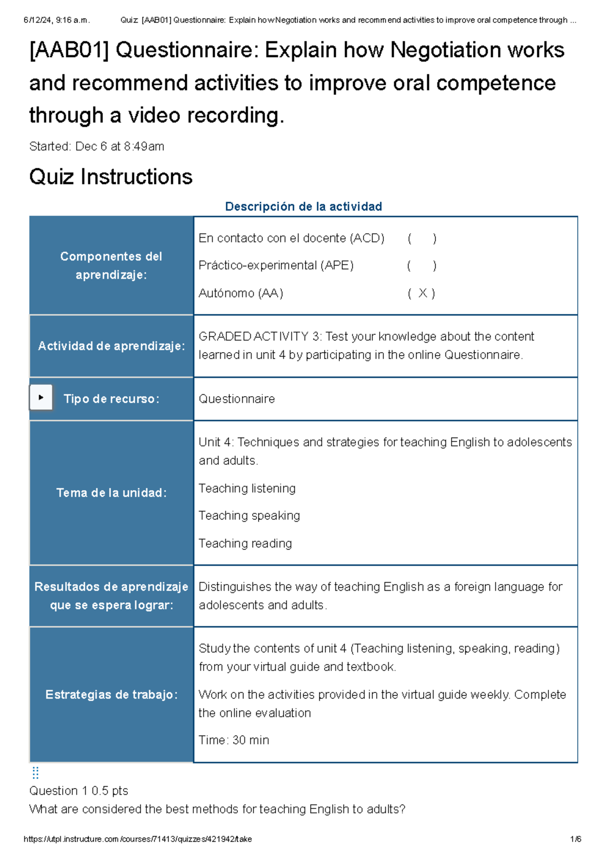 Quiz [AAB01] Questionnaire Explain how Negotiation works and recommend ...