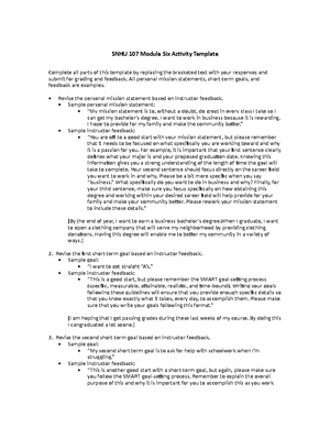 SNHU 107 Project Template (1)NOW Academic Success PLAN - SNHU 107 ...