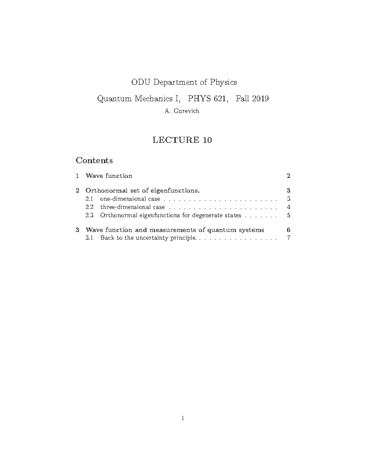 Lect 10 - Uploaded already - ODU Department of Physics Quantum ...