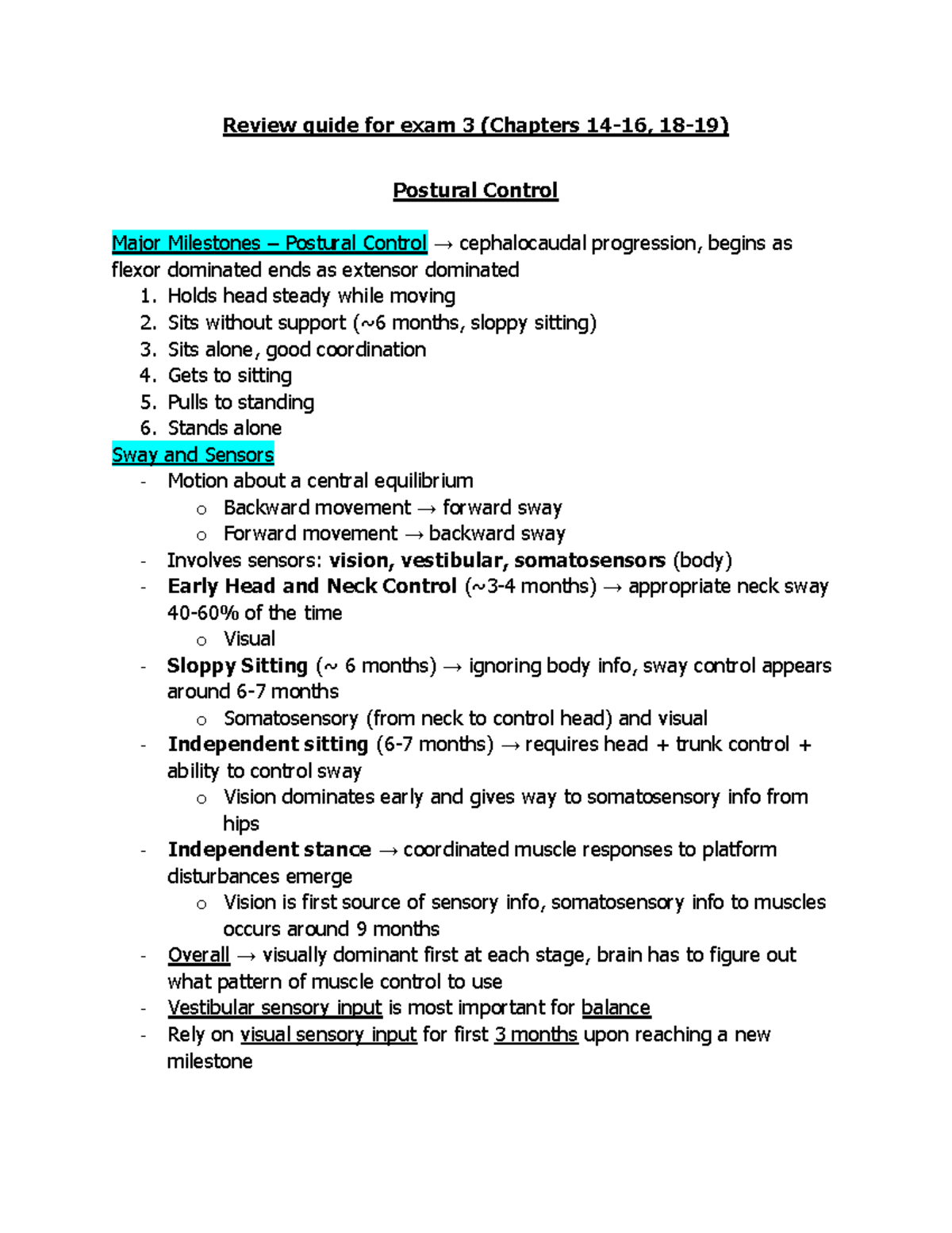 EXAM 3 Review - Summary Human Growth and Motor Development - Review ...