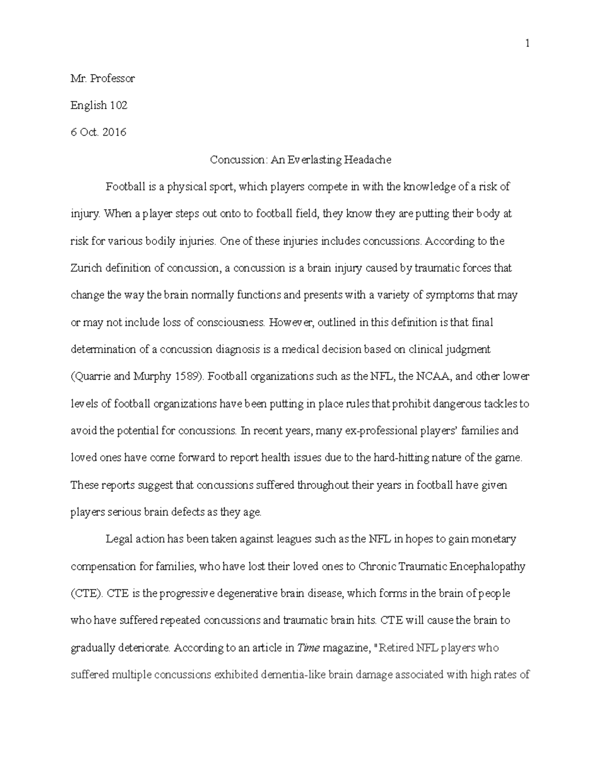 Problem-solution essay Eng 102 - 1 Mr. Professor English 102 6 Oct ...