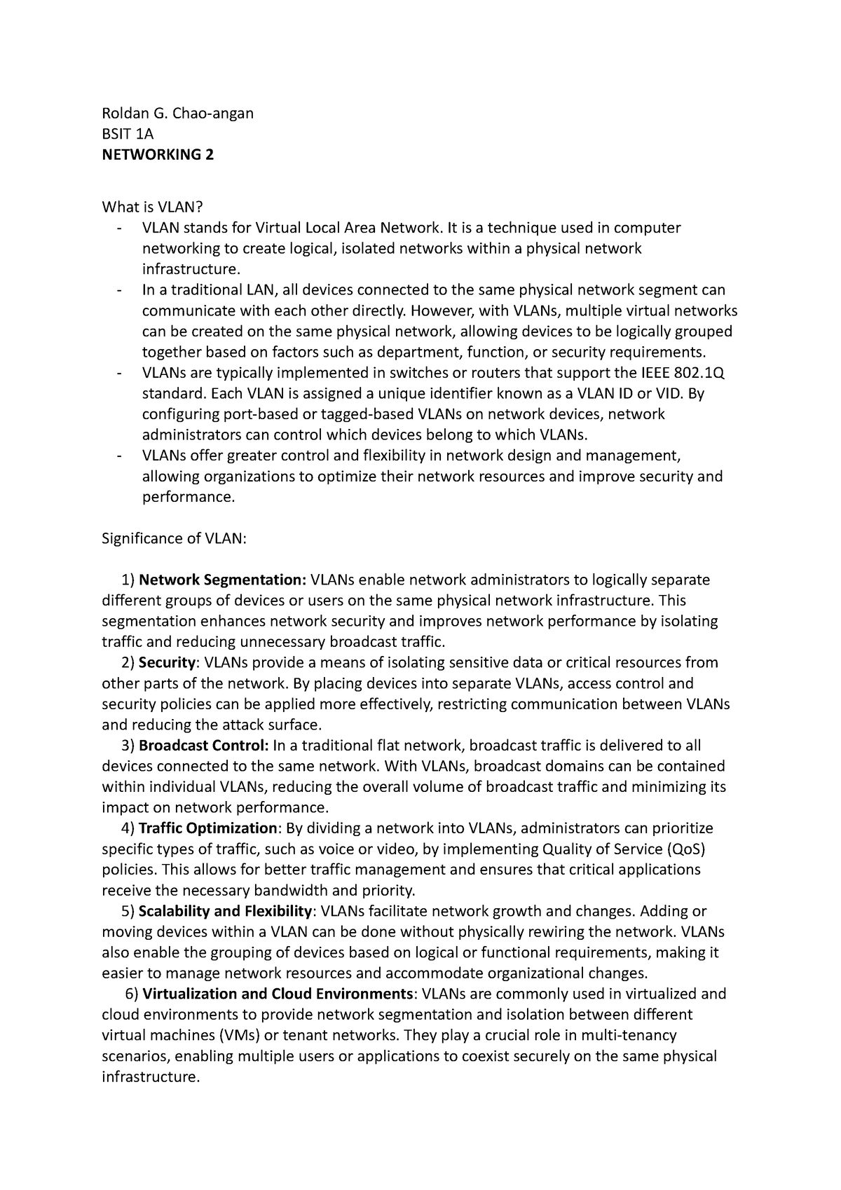 Networking 2- Ass1 - fsjdhhgfaskjgbskg - Roldan G. Chao-angan BSIT 1A ...