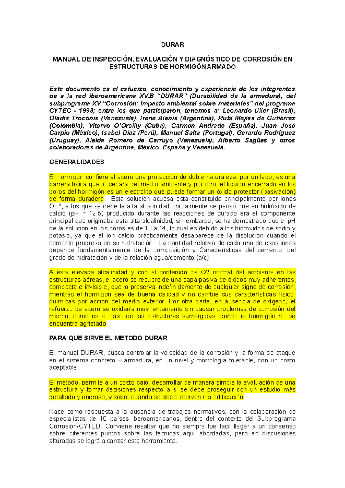 Durar - Corrección - DURAR MANUAL DE INSPECCIÓN, EVALUACIÓN Y