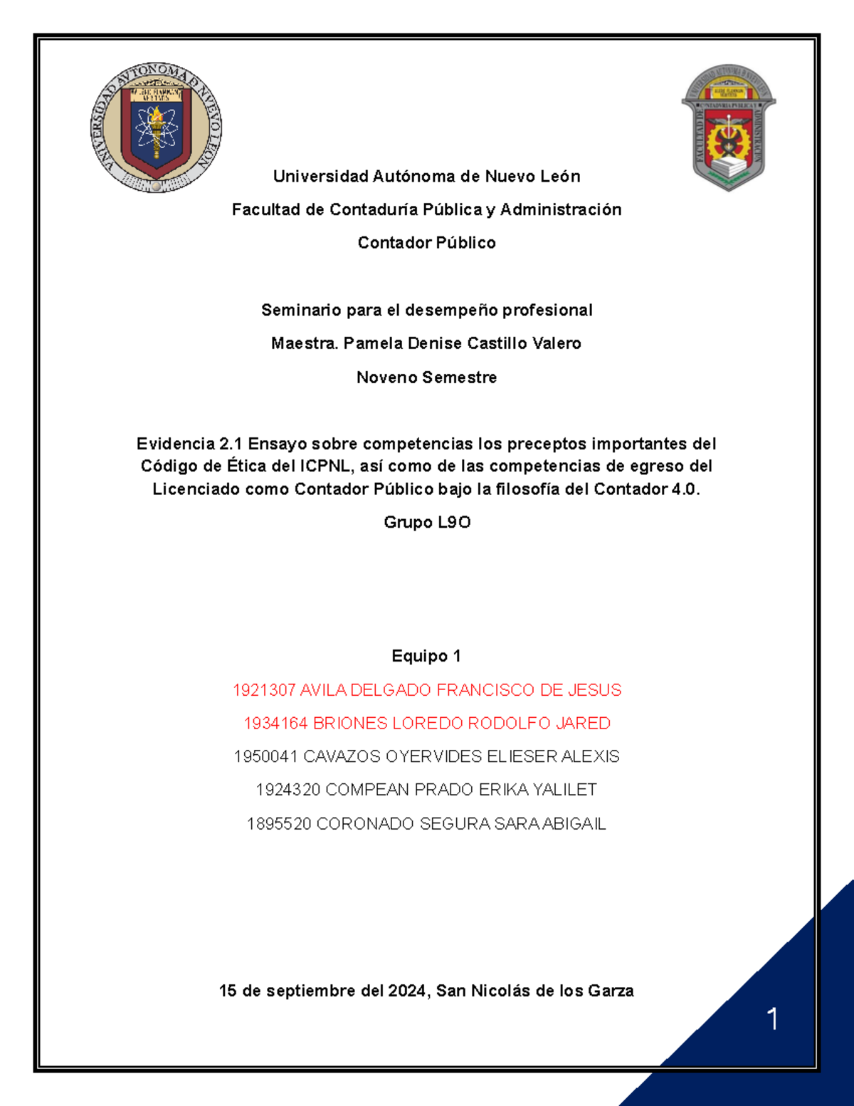 Evidencia 2.1 - Equipo 1 - Universidad Autónoma de Nuevo León Facultad ...
