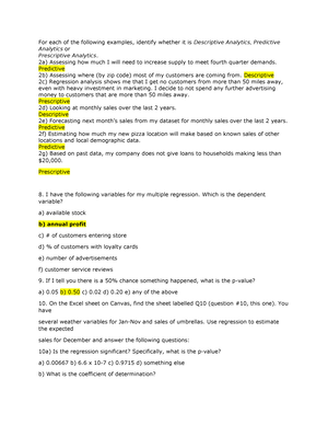 ISDS 361B - Notes - Business Analytics 1. Descriptive Analytics (what ...