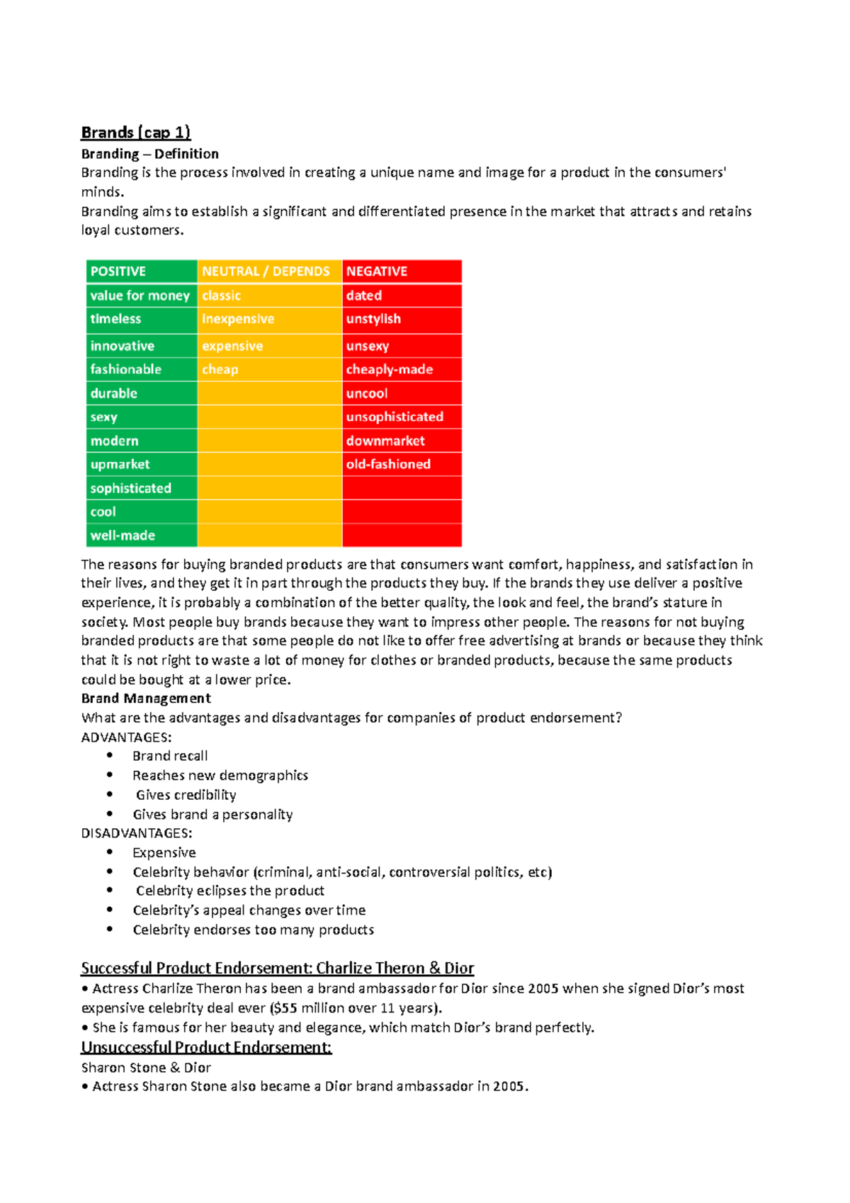 Inglese orale Brands (cap 1) Branding Definition Branding is the