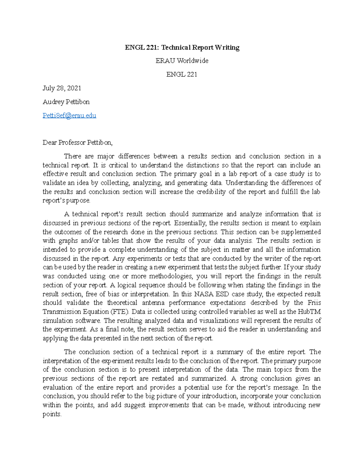 Ellen Kang Lab Report Reflection Letter ENGL 221 Technical Report