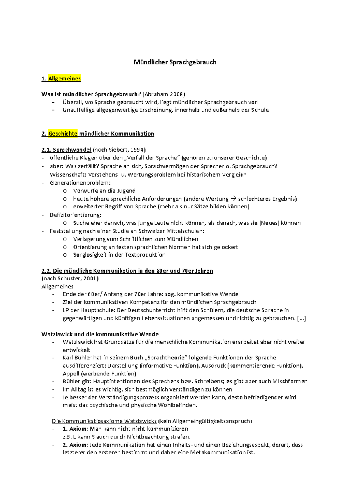 Handout - Mündlicher Sprachgebrauch Allgemeines Was ist mündlicher ...