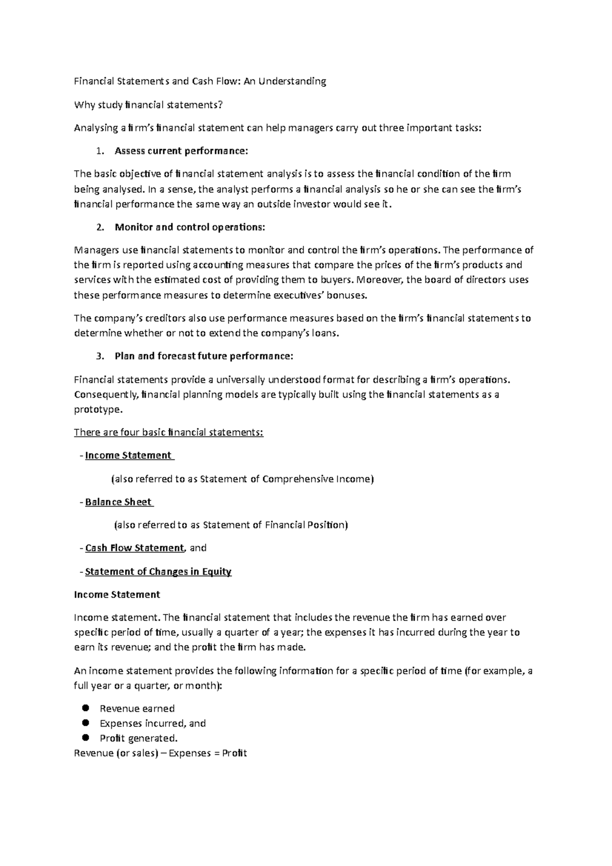 Financing Enterprise Notes Chapter 2 - Financial Statements and Cash ...